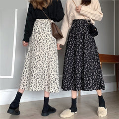 Skirts Women Design High Waist Summer Loose Trendy Elegant Artistic BF A-Line All-match Print Lovely Ins Casual Tender Aesthetic voguable