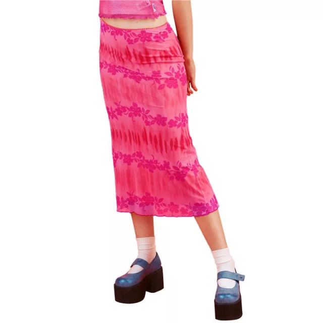 Summer Print Skirt Women A-Line Trendy Y2K Skirts Harajuku Knee-Length Casual High Waist Party Streetwear Bodycon E-girl Skirt voguable