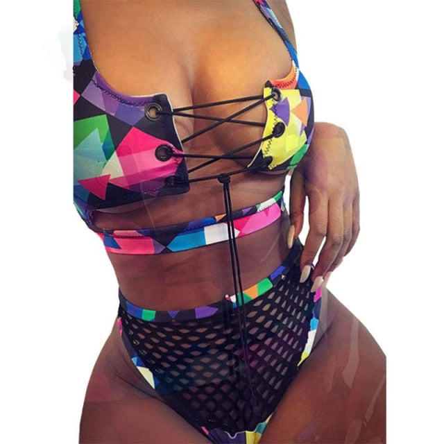 Bikini Swimsuit Sexy Bandeau Push Up New African Print Thong Lace Up Swimwear Biquini Bathing Suit Women 2 Pieces Bikinis Set voguable