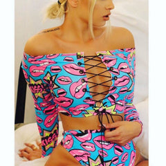 Voguable Bikini Swimsuit Sexy Bandeau Push Up New African Print Thong Lace Up Swimwear Biquini Bathing Suit Women 2 Pieces Bikinis Set voguable