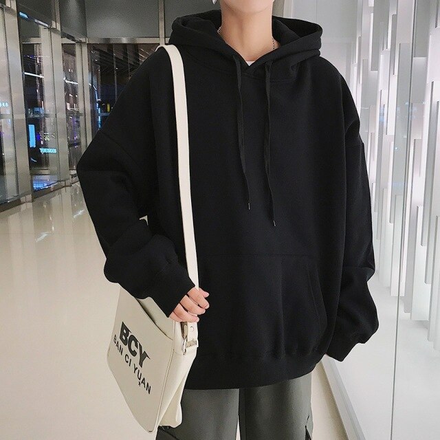Voguable Brand Men's Hoodie Harajuku Student Sweatshirt Pure Color Fashion Simple Streetwear Men's and Women's Pullover Sweatshirt voguable