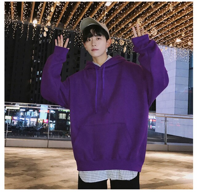 Voguable Brand Men's Hoodie Harajuku Student Sweatshirt Pure Color Fashion Simple Streetwear Men's and Women's Pullover Sweatshirt voguable