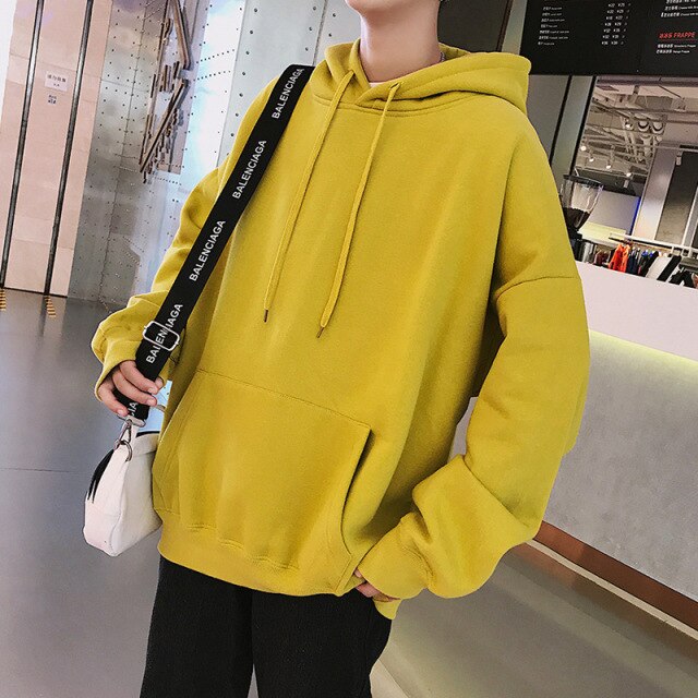 Voguable Brand Men's Hoodie Harajuku Student Sweatshirt Pure Color Fashion Simple Streetwear Men's and Women's Pullover Sweatshirt voguable
