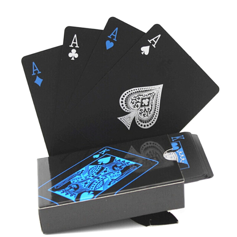 54pcs Waterproof PVC Pure Black Magic Box-packed Plastic Playing Cards Set Deck Poker Classic Magic Tricks Tool voguable