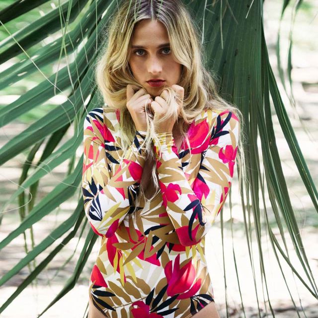 Voguable 2021 Print Floral One Piece Swimsuit Long Sleeve Swimwear Women Bathing Suit Retro Swimsuit Vintage One-piece Surfing Swim Suits voguable