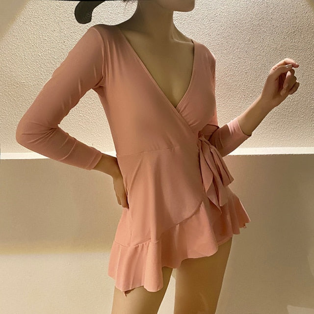 Women's 2020 Summer Bathing Suit Push Up One Piece Swimsuit Belt Solid Korea Swimwear Swimsuit Women with Skirt Swim Suit Dress voguable