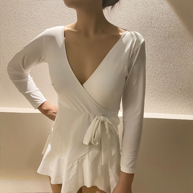Women's 2020 Summer Bathing Suit Push Up One Piece Swimsuit Belt Solid Korea Swimwear Swimsuit Women with Skirt Swim Suit Dress voguable