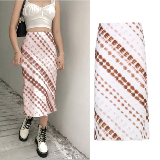 Vintage Split Long Skirt Women Cyber y2k Fashion Straight Satin High Waist Skirts Summer Outfits 2021 Casual Aesthetic Iamhotty voguable