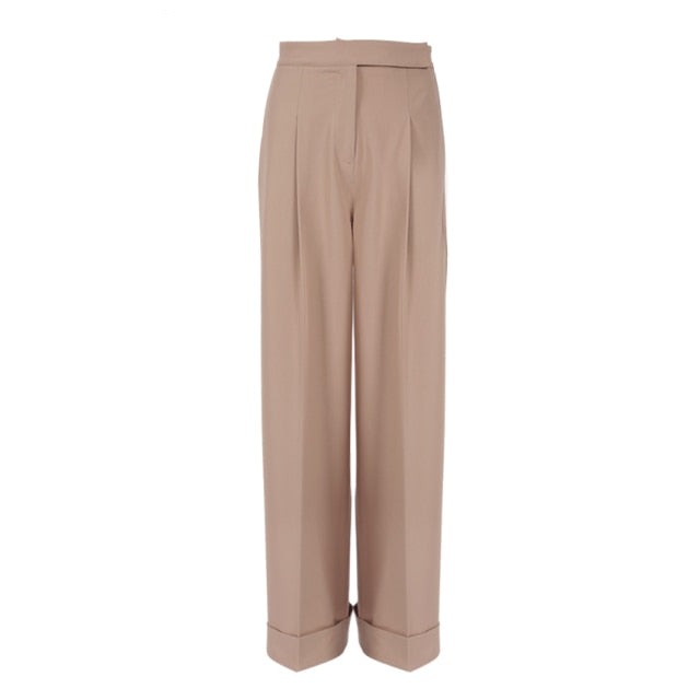 Mnealways 18 Spring Summer Black Ladies Office Trousers Women High Waist Pants Pockets Female Pleated Wide Leg Pants Solid 2021 voguable