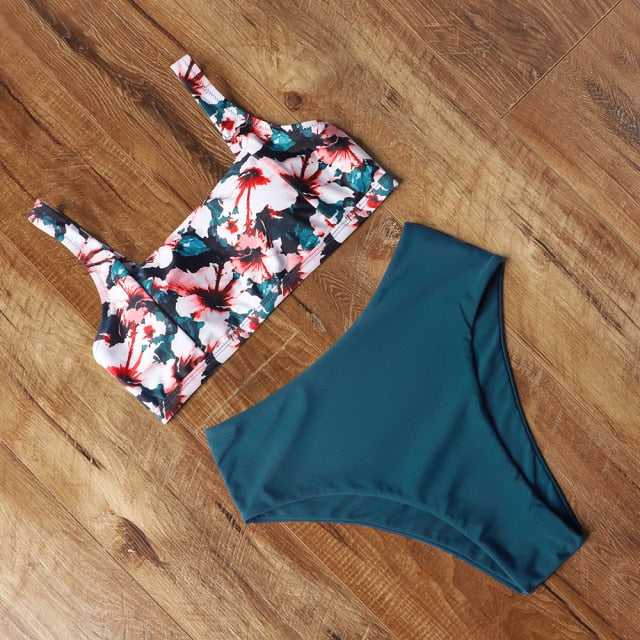 High Waist Bikini 2021 Leopard Bikini Women Push Up Swimsuit Women Printed Swimwear Tie Dye Biquini Summer Swim Beachwear voguable