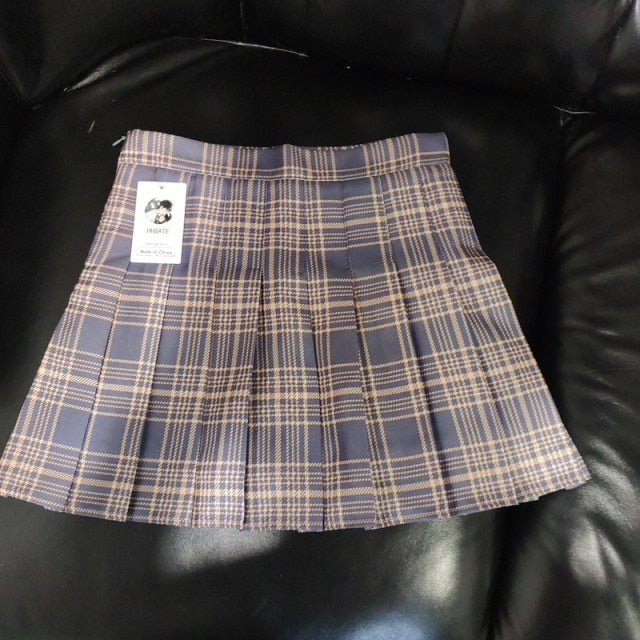 XS-XXL Spring Summer Autumn Women Skirts Student Girl Striped Pleated Waist Female Sweet Mini Dance Plaid Black White Pink Skirt voguable