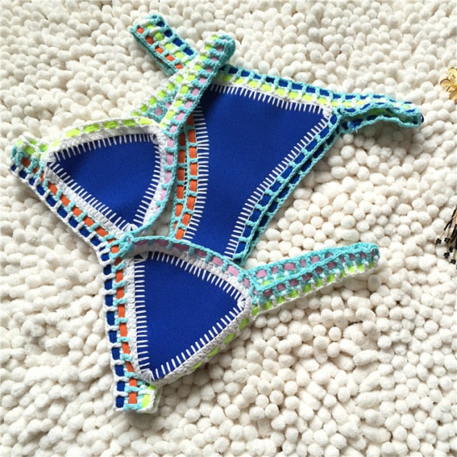 Women Bikini Set Reversible Swimwear Beachwear Sexy Low Waist Handmade Knit Swimsuit Female Bathing Suit Swimming Suit voguable