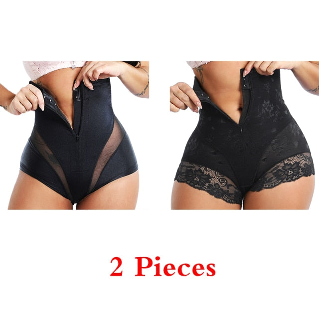 GUUDIA Shaper Panties Sexy Lace Shapers Body Shaper with Zipper Double Control Panties Women Shapewear Sexy Lace Waist Trainer voguable