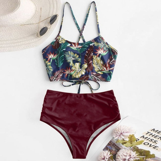 High Waisted Swimsuit Bikini 2021 Push Up Swimwear Women Sexy Bathing Suit Female Vest Bikini Set Leopard Swim Suit Beachwear voguable
