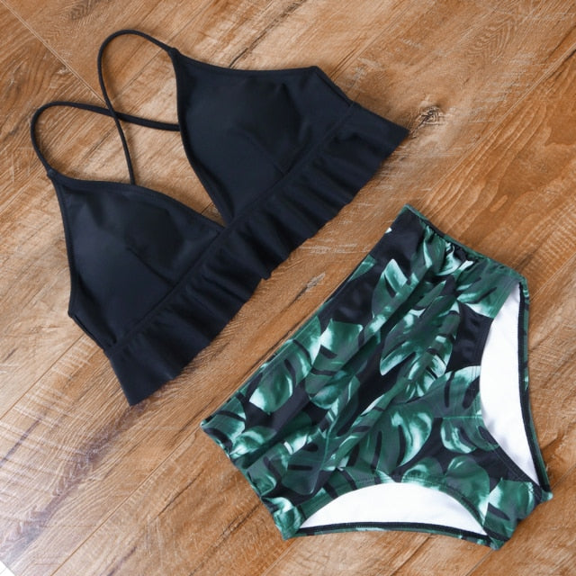 High Waisted Swimsuit Bikini 2021 Push Up Swimwear Women Sexy Bathing Suit Female Vest Bikini Set Leopard Swim Suit Beachwear voguable