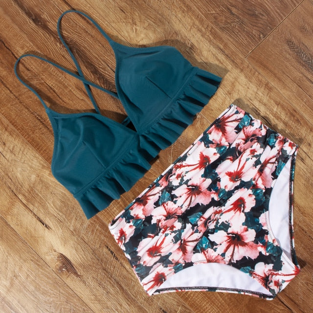 High Waisted Swimsuit Bikini 2021 Push Up Swimwear Women Sexy Bathing Suit Female Vest Bikini Set Leopard Swim Suit Beachwear voguable