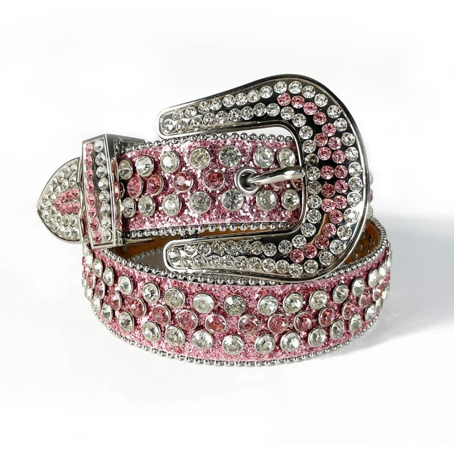 Fashion Luxury Strap Diamond Belt Western Crystal Studded Belt Cowgirl Cowboy Rhinestone Belt For Women Men Jean Cinto De Strass voguable