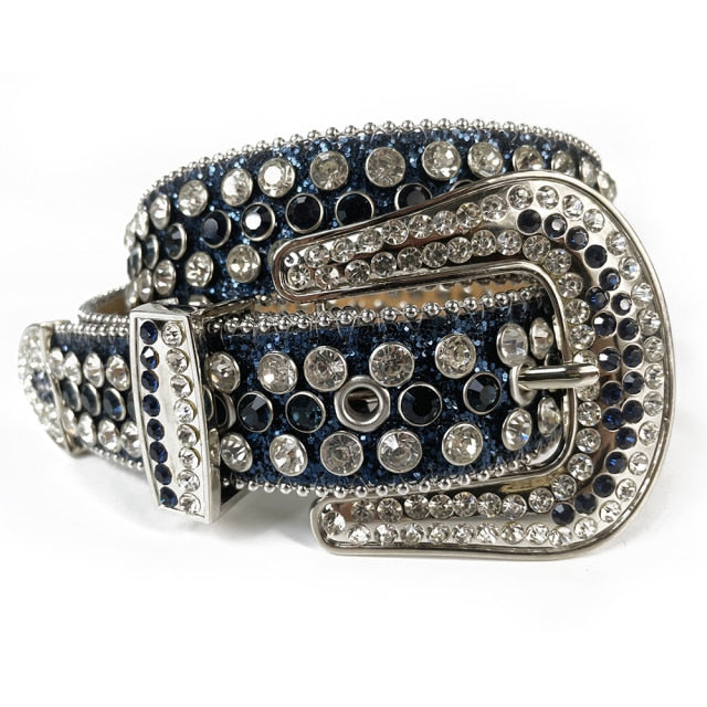 Fashion Luxury Strap Diamond Belt Western Crystal Studded Belt Cowgirl Cowboy Rhinestone Belt For Women Men Jean Cinto De Strass voguable