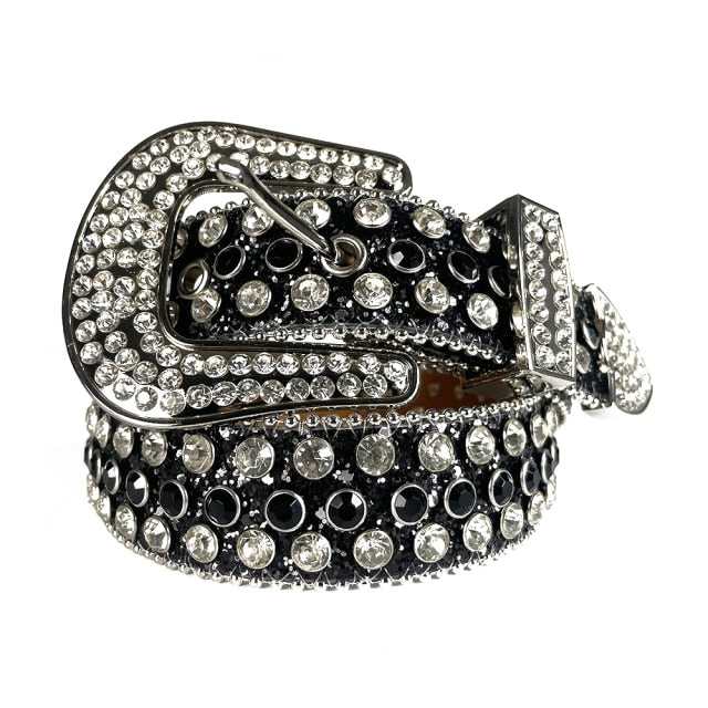Fashion Luxury Strap Diamond Belt Western Crystal Studded Belt Cowgirl Cowboy Rhinestone Belt For Women Men Jean Cinto De Strass voguable