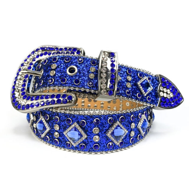 Fashion Luxury Strap Diamond Belt Western Crystal Studded Belt Cowgirl Cowboy Rhinestone Belt For Women Men Jean Cinto De Strass voguable