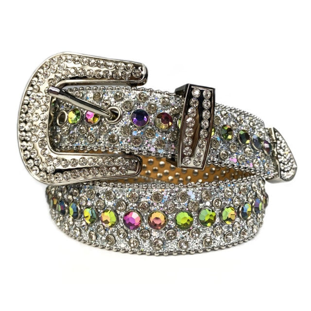 Fashion Luxury Strap Diamond Belt Western Crystal Studded Belt Cowgirl Cowboy Rhinestone Belt For Women Men Jean Cinto De Strass voguable