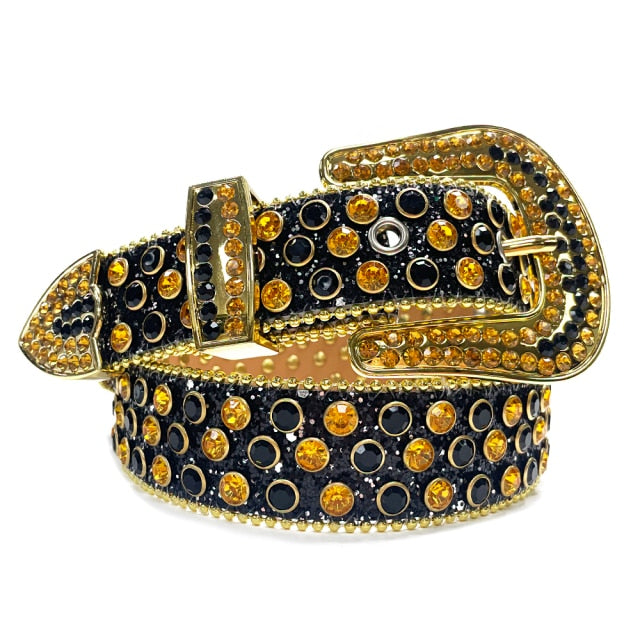 Fashion Luxury Strap Diamond Belt Western Crystal Studded Belt Cowgirl Cowboy Rhinestone Belt For Women Men Jean Cinto De Strass voguable