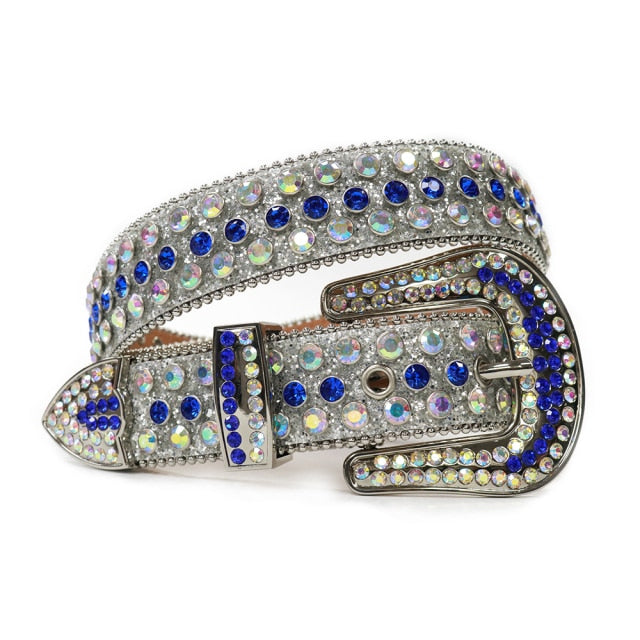 Fashion Luxury Strap Diamond Belt Western Crystal Studded Belt Cowgirl Cowboy Rhinestone Belt For Women Men Jean Cinto De Strass voguable
