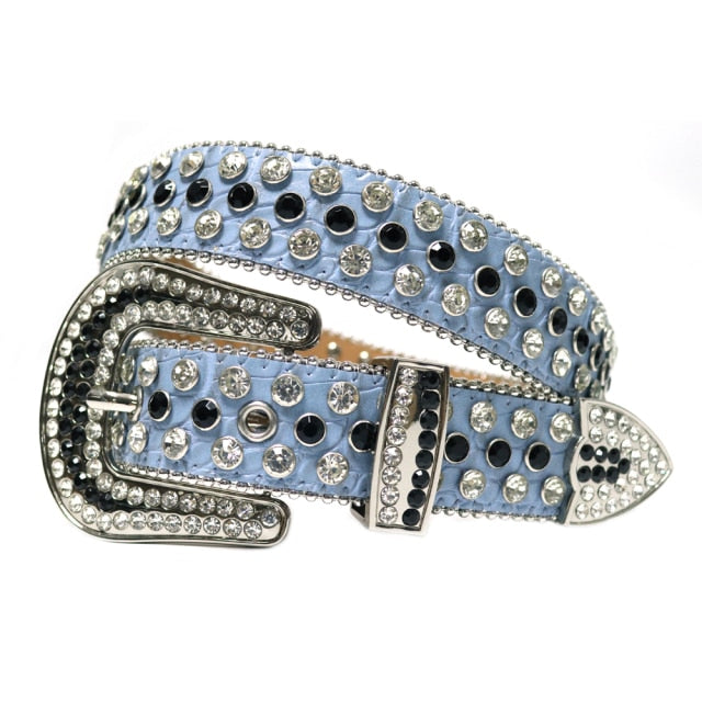 Fashion Luxury Strap Diamond Belt Western Crystal Studded Belt Cowgirl Cowboy Rhinestone Belt For Women Men Jean Cinto De Strass voguable