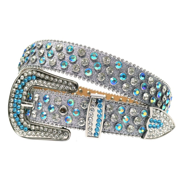 Fashion Luxury Strap Diamond Belt Western Crystal Studded Belt Cowgirl Cowboy Rhinestone Belt For Women Men Jean Cinto De Strass voguable