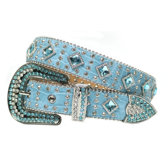 Fashion Luxury Strap Diamond Belt Western Crystal Studded Belt Cowgirl Cowboy Rhinestone Belt For Women Men Jean Cinto De Strass voguable