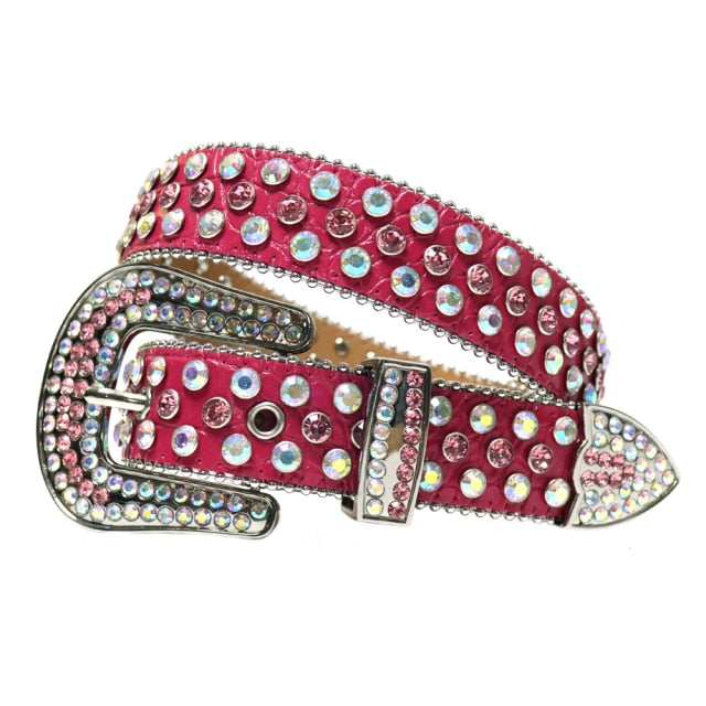 Fashion Luxury Strap Diamond Belt Western Crystal Studded Belt Cowgirl Cowboy Rhinestone Belt For Women Men Jean Cinto De Strass voguable