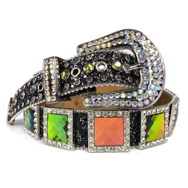 Fashion Luxury Strap Diamond Belt Western Crystal Studded Belt Cowgirl Cowboy Rhinestone Belt For Women Men Jean Cinto De Strass voguable