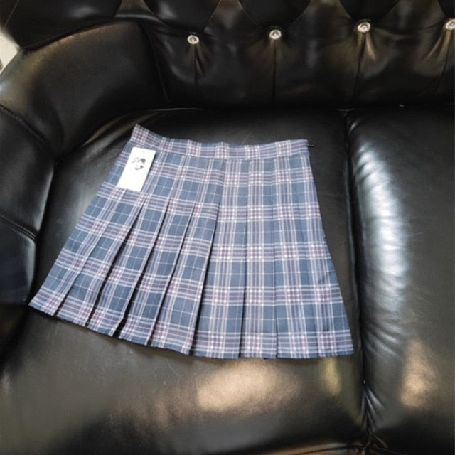 XS-XXL Spring Summer Autumn Women Skirts Student Girl Striped Pleated Waist Female Sweet Mini Dance Plaid Black White Pink Skirt voguable