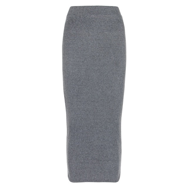 Skinny Brown Black Street Elastic Skirts Party Nitgt Club High Waist Midi Sexy Bodycon Slim Long Skirt Pencil Women Skirts G2310 voguable