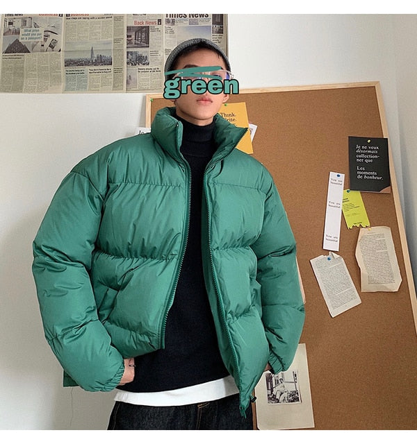 Voguable Men Harajuku Colorful Bubble Coat Winter Jacket 2021 Mens Streetwear Hip Hop Parka Korean Black Clothes Puffer Jackets voguable