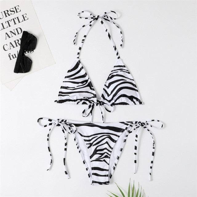 voguable 2022 Sexy Bikini Swimsuit Women Print Beachwear Set Swimwear Bathing Suit Lace up Female Monokini Brazilian Backless Push Up voguable