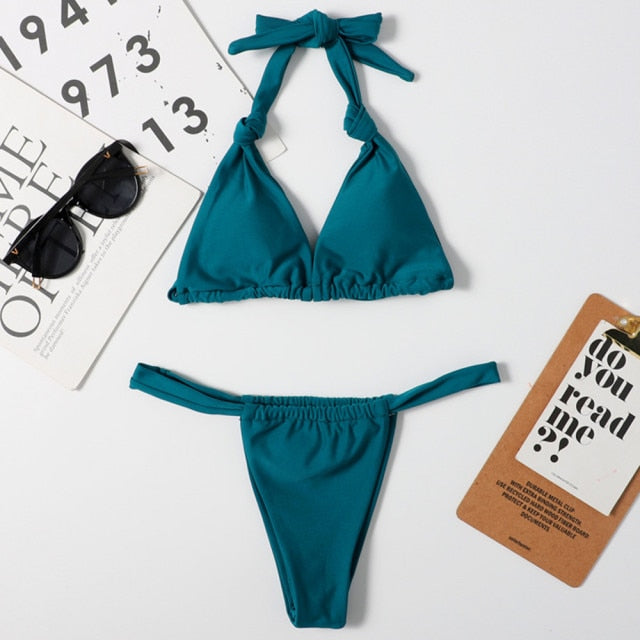 voguable 2022 Sexy Bikini Swimsuit Women Print Beachwear Set Swimwear Bathing Suit Lace up Female Monokini Brazilian Backless Push Up voguable