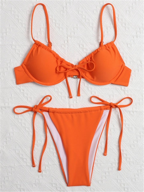 2021 Sexy Bikini Swimsuit Women Print Beachwear Set Swimwear Bathing Suit Lace up Female Monokini Brazilian Backless Push Up voguable