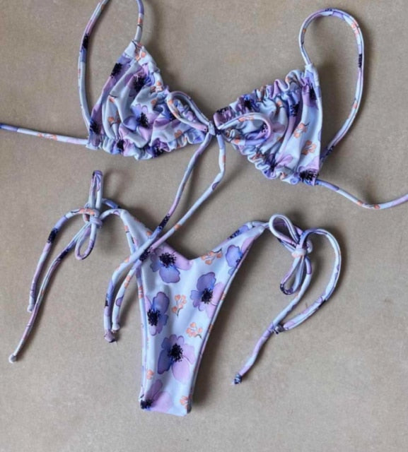Low Waist Bikini 2021 Triangle Swimwear Female String Swimsuit Women Print 2 Piece Suit Push Up Bathing Suit Swim Suit New voguable