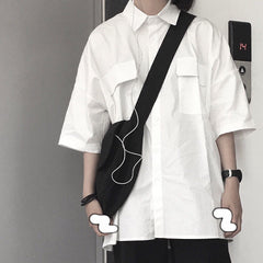 Voguable 20222 Short Sleeve Shirt Women White Turn Down Collar Basic Casual Teen Gril Student Oversize Shirt Women Loose Blouse voguable
