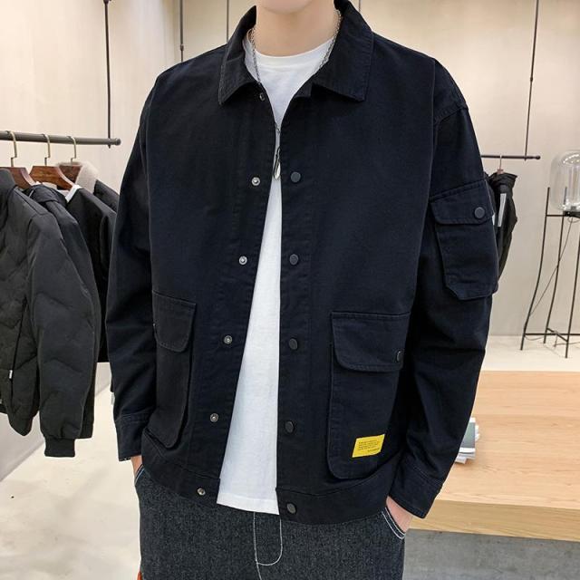 Voguable Men's Bomber Jacket Casual Clothes Korean Fashion Safari Style Jacket Multi-pocket 2020 New Men's Autumn Clothes Oversized Coat voguable