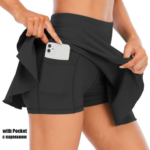 Voguable Cloud Hide Tennis Skirts Women Sports Golf Pleated Skirt Fitness Shorts High Waist Athletic Quick Dry Running  Short Sport Skort voguable