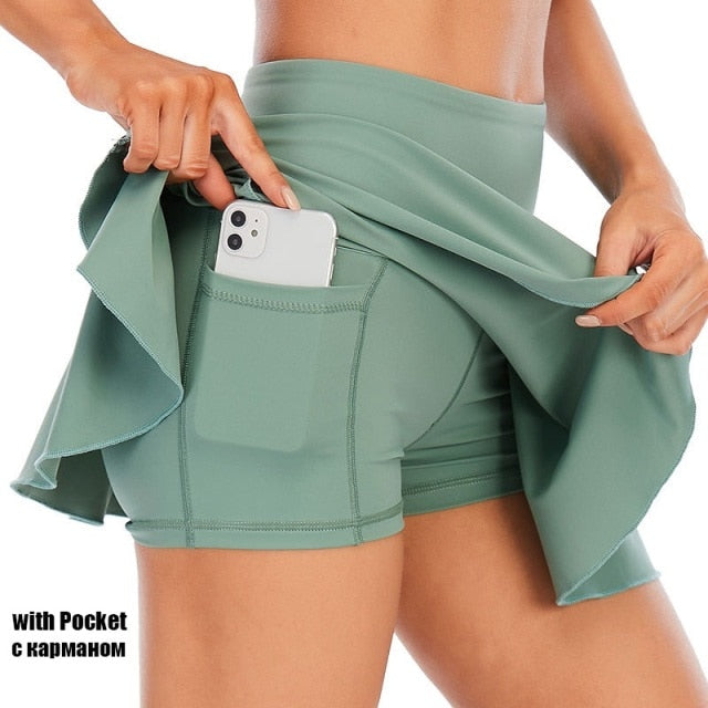 Voguable Cloud Hide Tennis Skirts Women Sports Golf Pleated Skirt Fitness Shorts High Waist Athletic Quick Dry Running  Short Sport Skort voguable