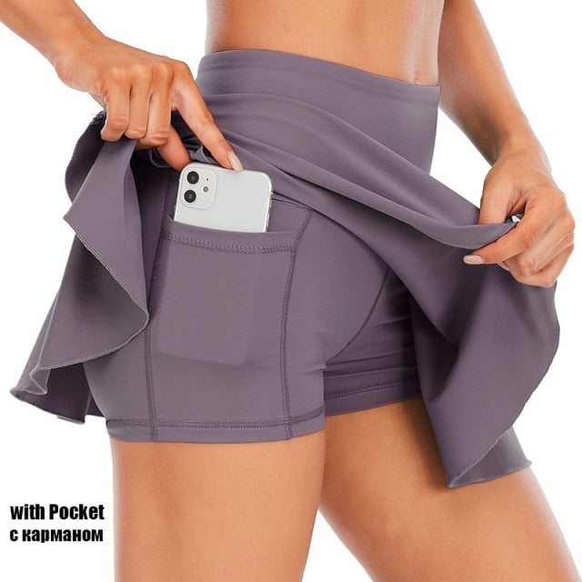 Voguable Cloud Hide Tennis Skirts Women Sports Golf Pleated Skirt Fitness Shorts High Waist Athletic Quick Dry Running  Short Sport Skort voguable