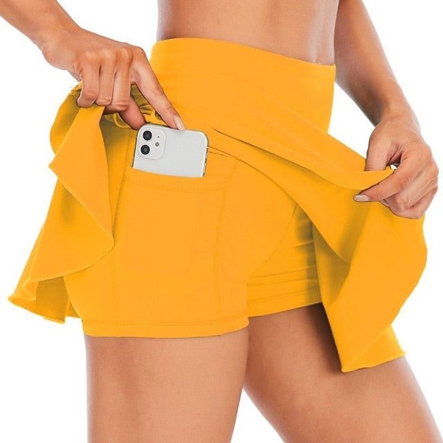 Voguable Cloud Hide Tennis Skirts Women Sports Golf Pleated Skirt Fitness Shorts High Waist Athletic Quick Dry Running  Short Sport Skort voguable