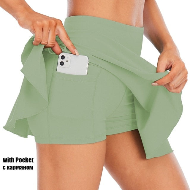 Voguable Cloud Hide Tennis Skirts Women Sports Golf Pleated Skirt Fitness Shorts High Waist Athletic Quick Dry Running  Short Sport Skort voguable