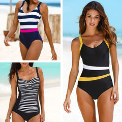 SEASHY New One Piece Swimsuit Plus Size Swimwear Women Classic Vintage Bathing Suits Beachwear Backless Slim Swim Wear M~2XL voguable