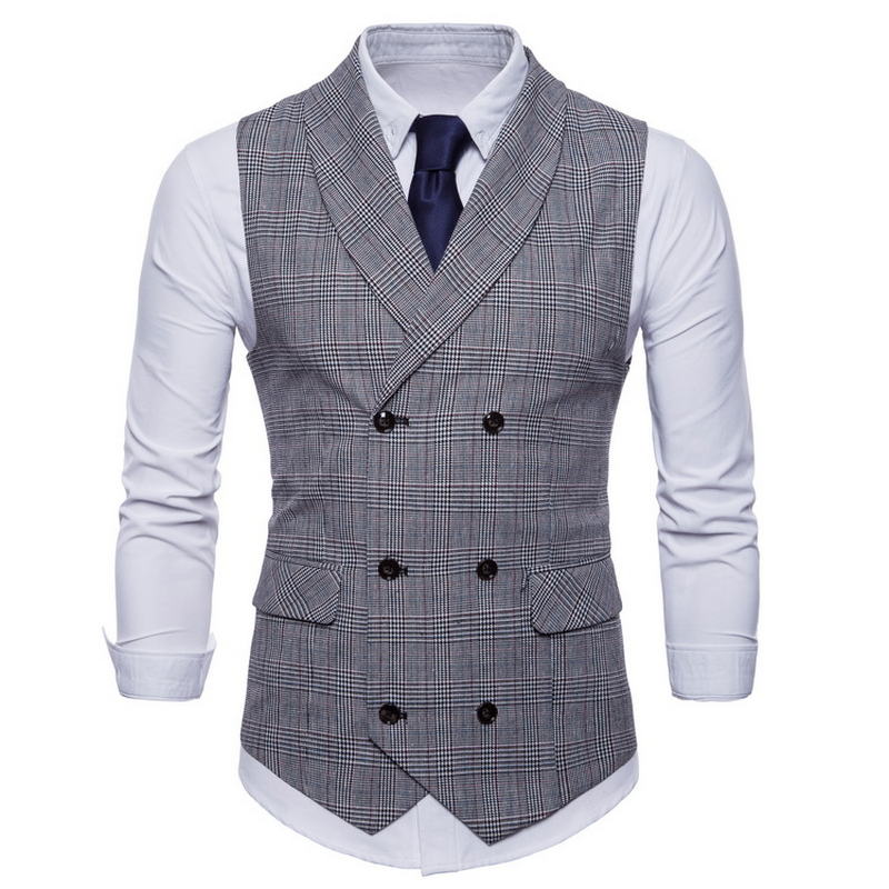 Voguable 2021 Brand Suit Vest Men Jacket Sleeveless Beige Gray Brown Vintage Tweed Vest Fashion Spring Autumn Plus Size Waistcoat voguable
