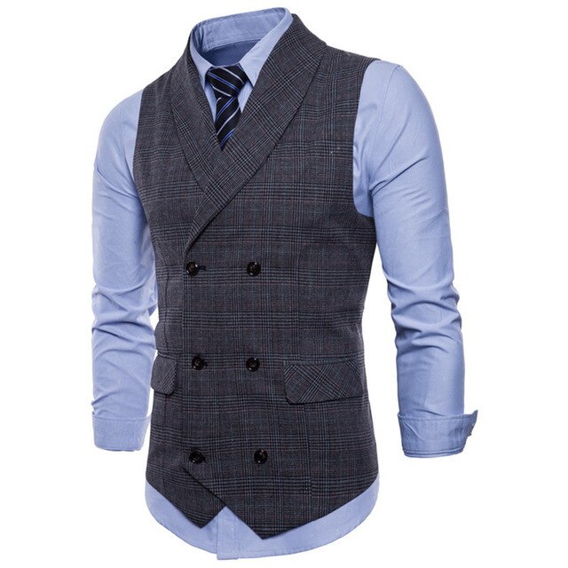 Voguable 2021 Brand Suit Vest Men Jacket Sleeveless Beige Gray Brown Vintage Tweed Vest Fashion Spring Autumn Plus Size Waistcoat voguable