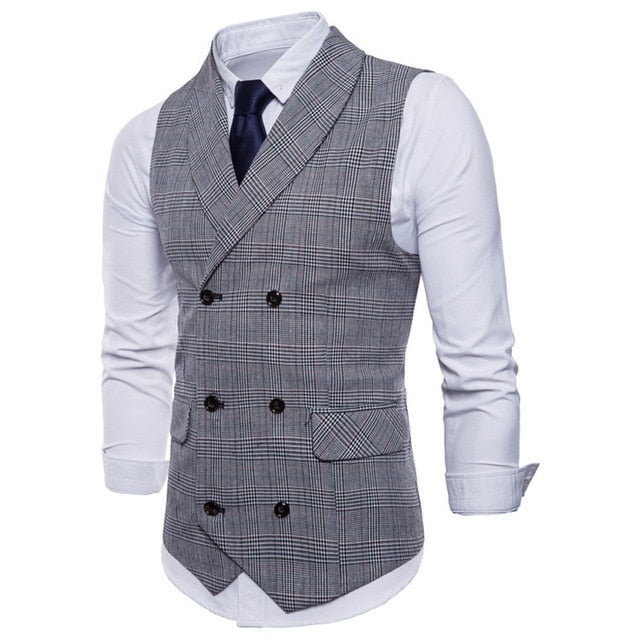 Voguable 2021 Brand Suit Vest Men Jacket Sleeveless Beige Gray Brown Vintage Tweed Vest Fashion Spring Autumn Plus Size Waistcoat voguable